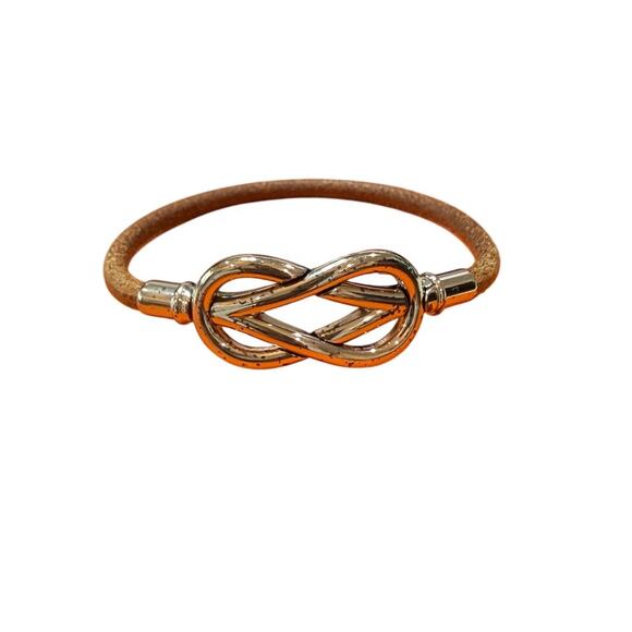 Hermès Infinity Palladium Plated & Leather bracelet*Box included! - Picture 1 of 3